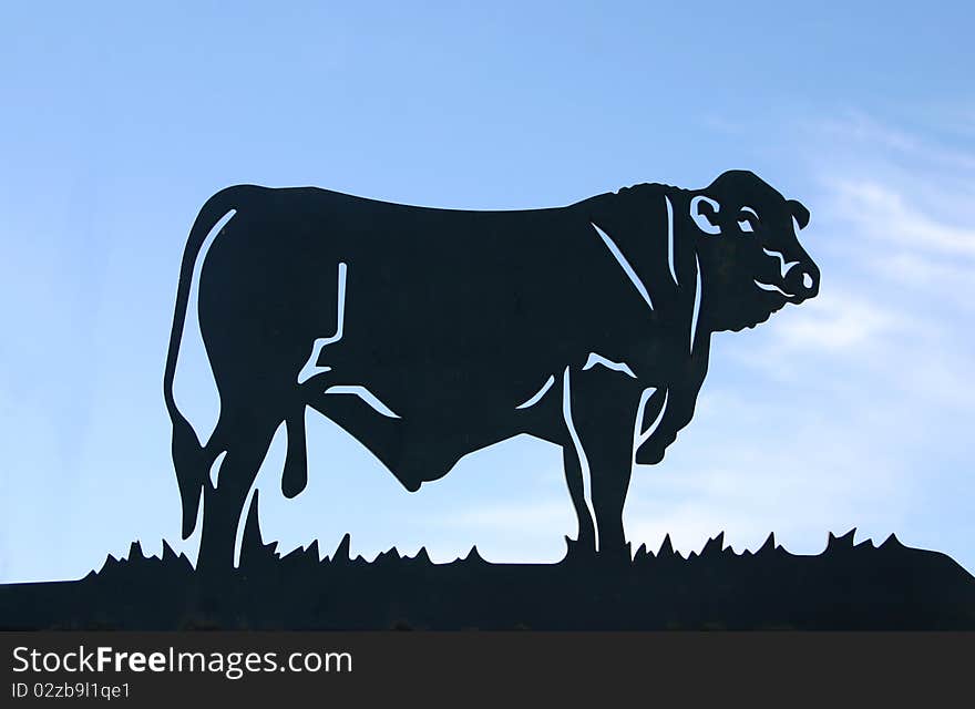 Silhouette of a steer as a mailbox decoration. Silhouette of a steer as a mailbox decoration