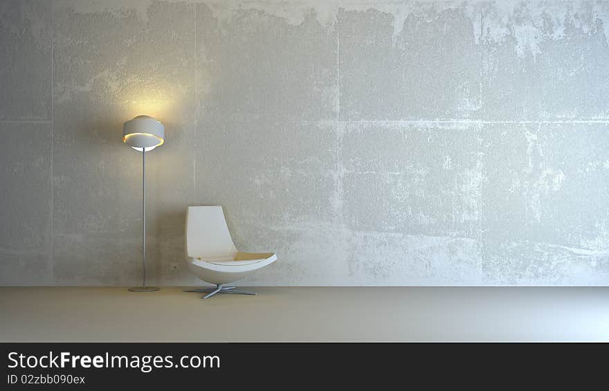 A gray 3d interior composition. A gray 3d interior composition