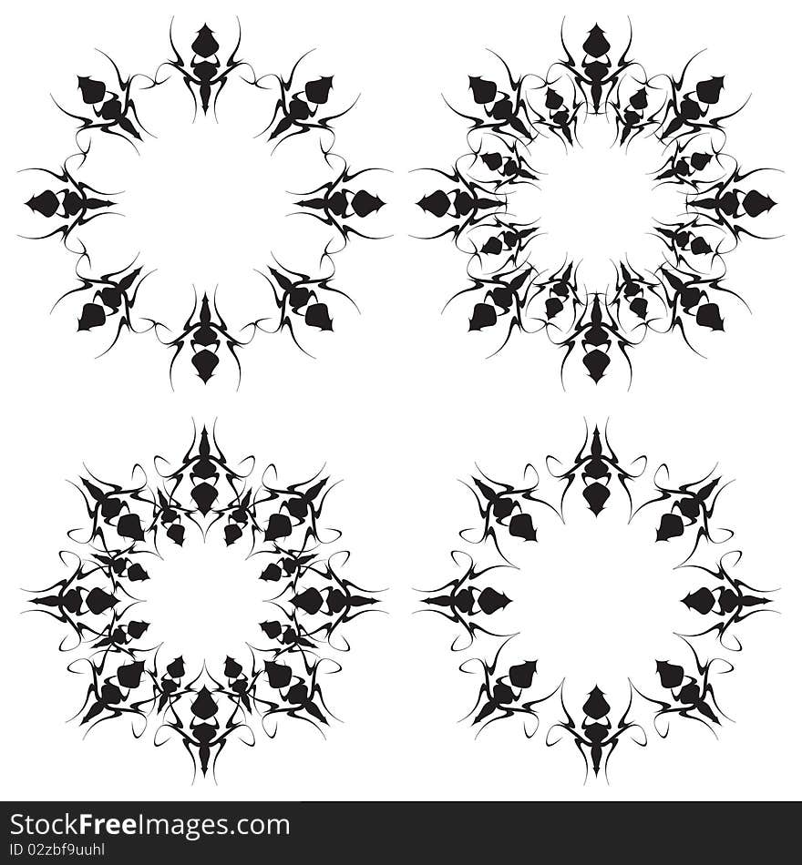 Abstract Circle Ornament black and white