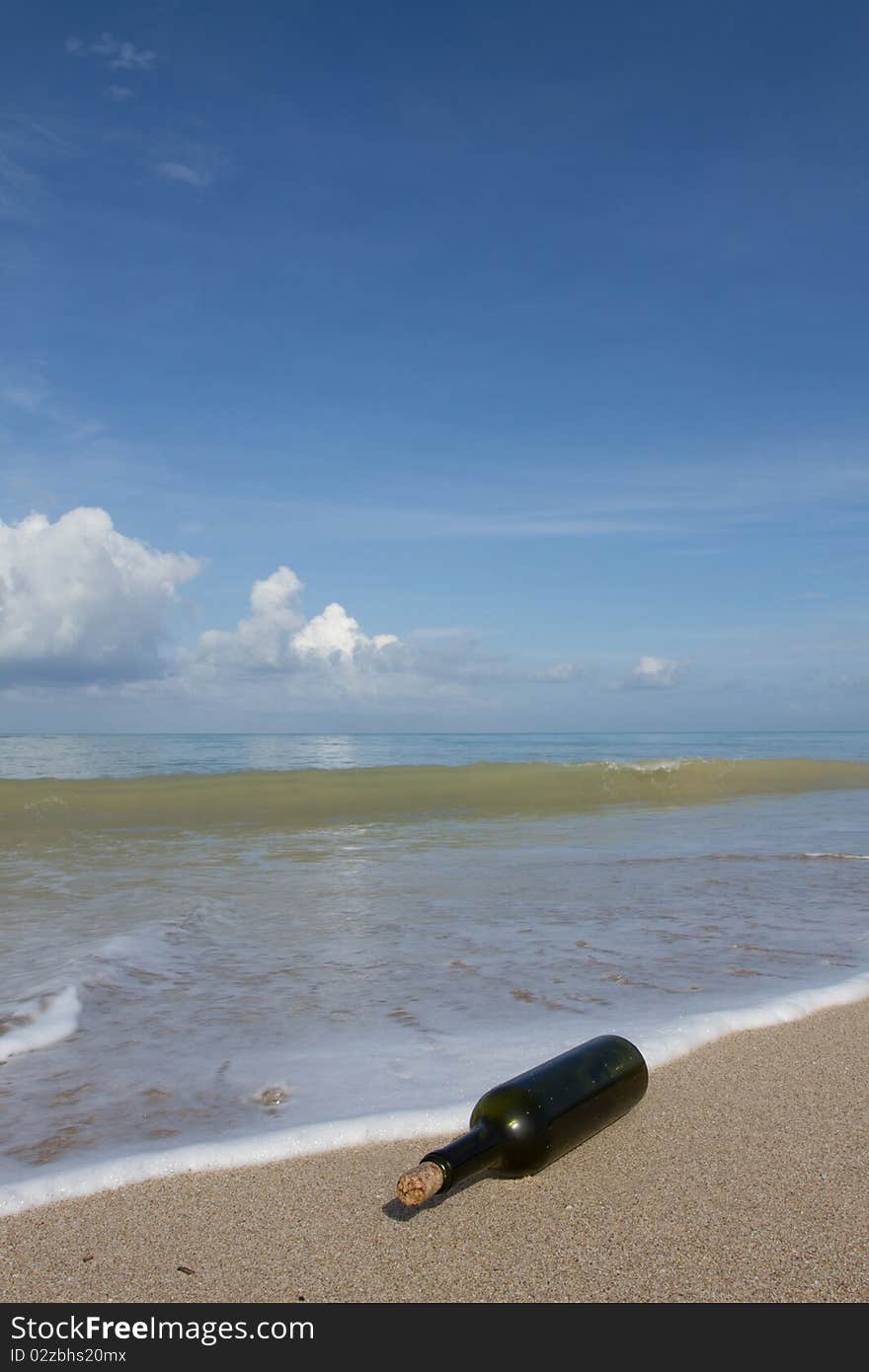 A bottle on  beach