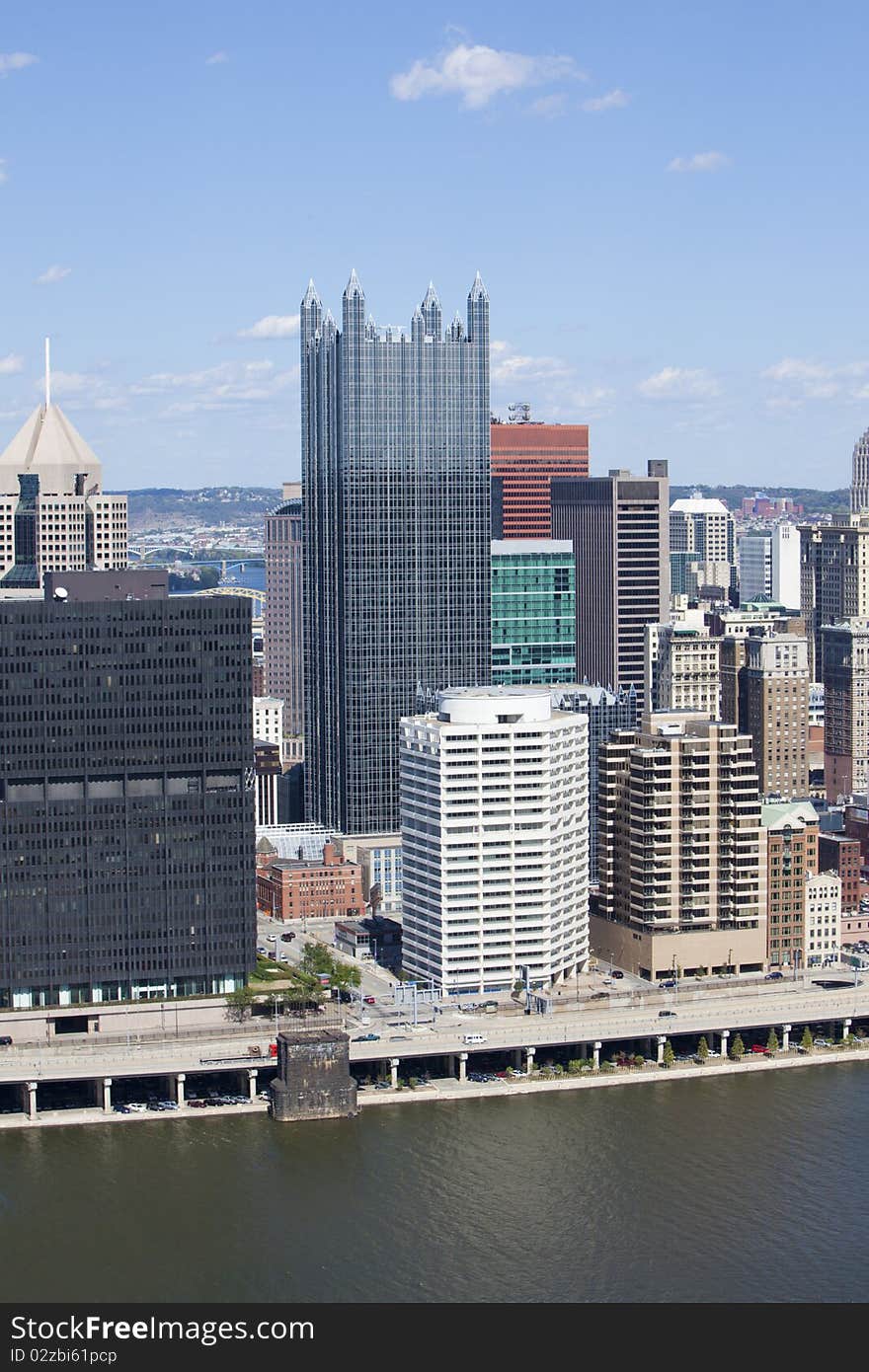 Beautiful riverfront buildings in downtown Pittsburgh, Pennsylvania