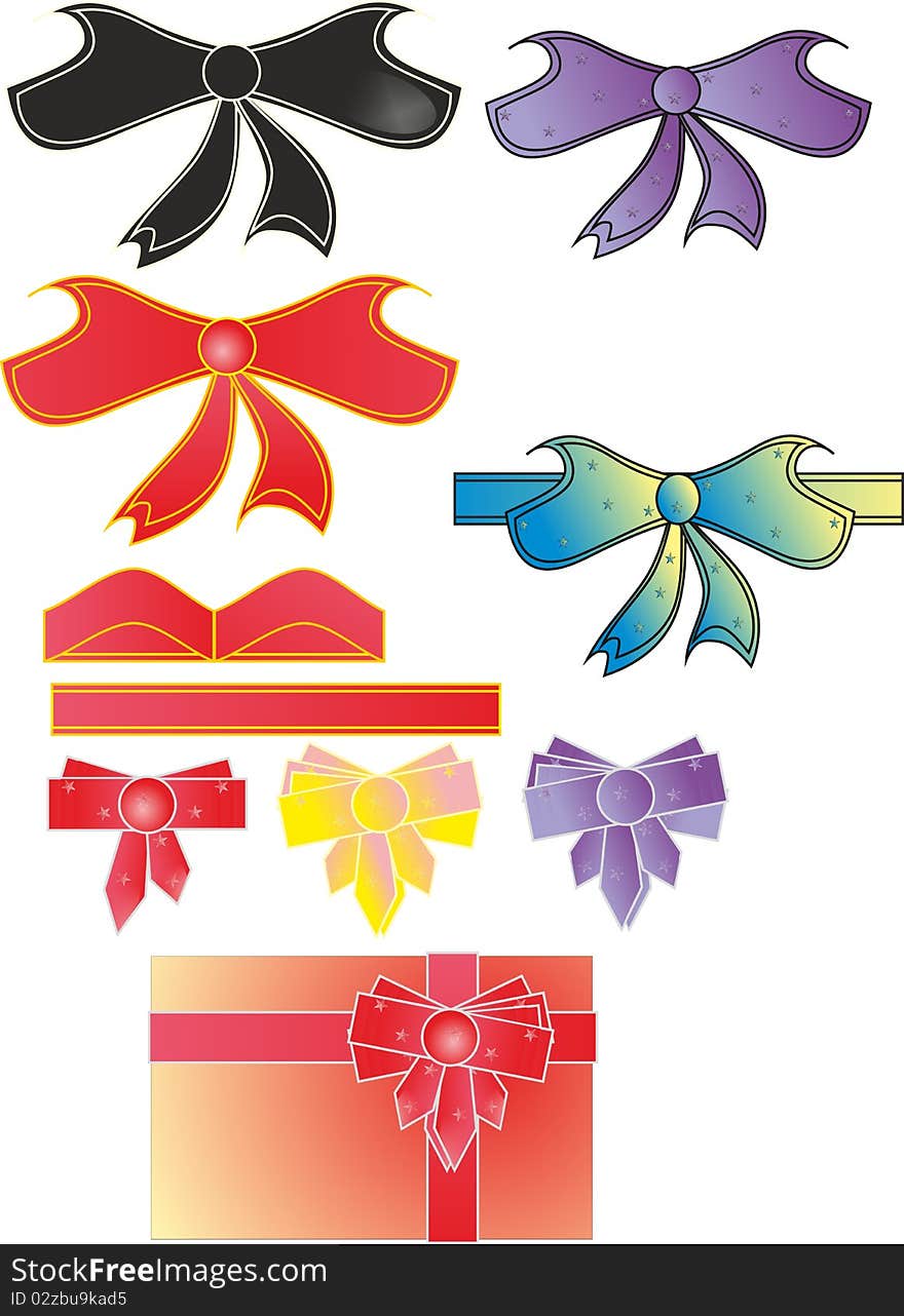 Bows and ribbon decoration gifts for the holidays. Bows and ribbon decoration gifts for the holidays