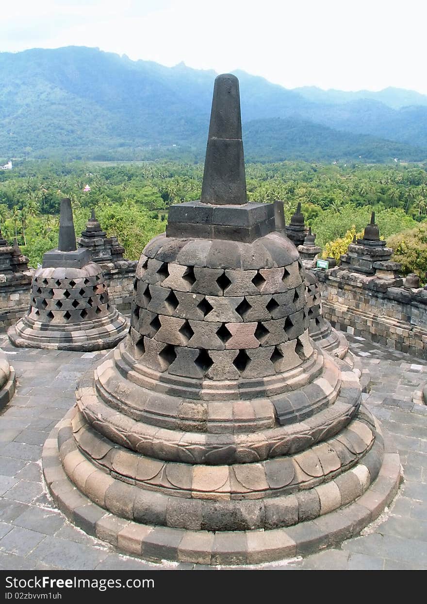 Stone decorations in Borobudur temple, Java, Indonesia. Stone decorations in Borobudur temple, Java, Indonesia