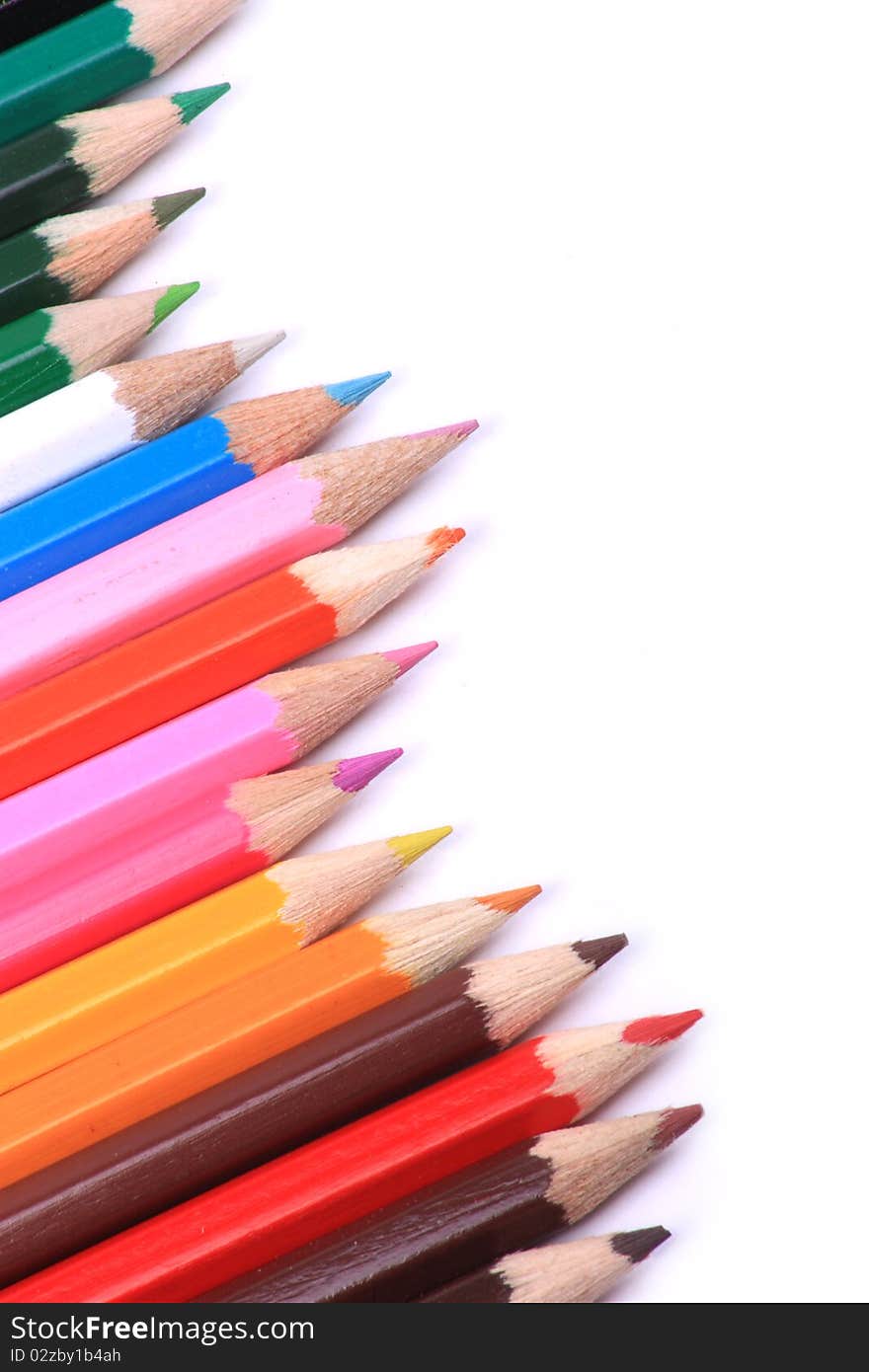 Line of coloured pencils