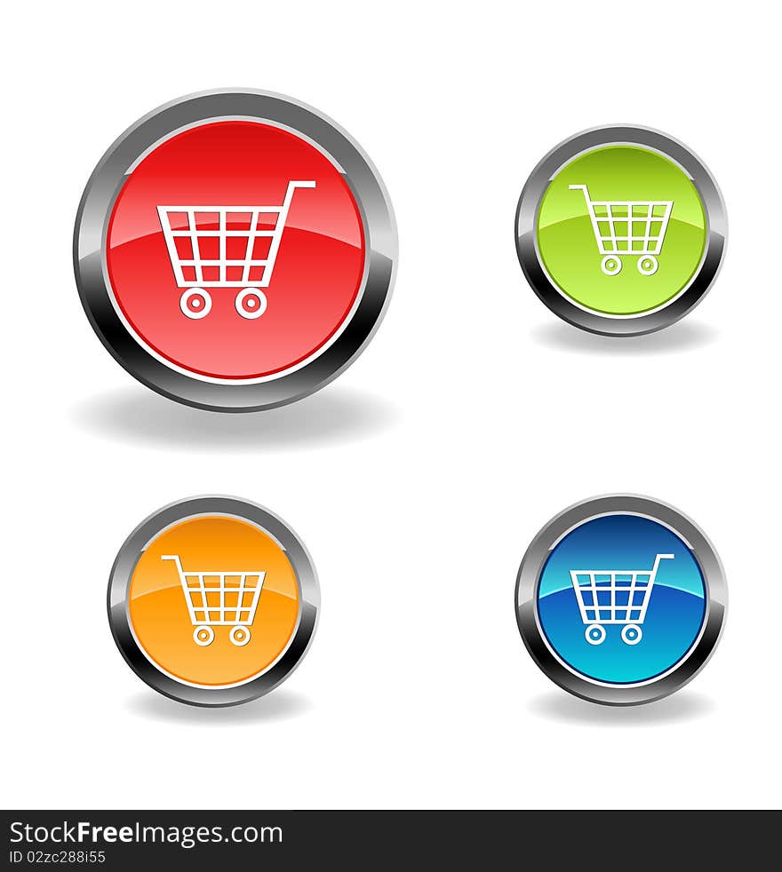 Vector cart web buttons with shadow. Vector cart web buttons with shadow