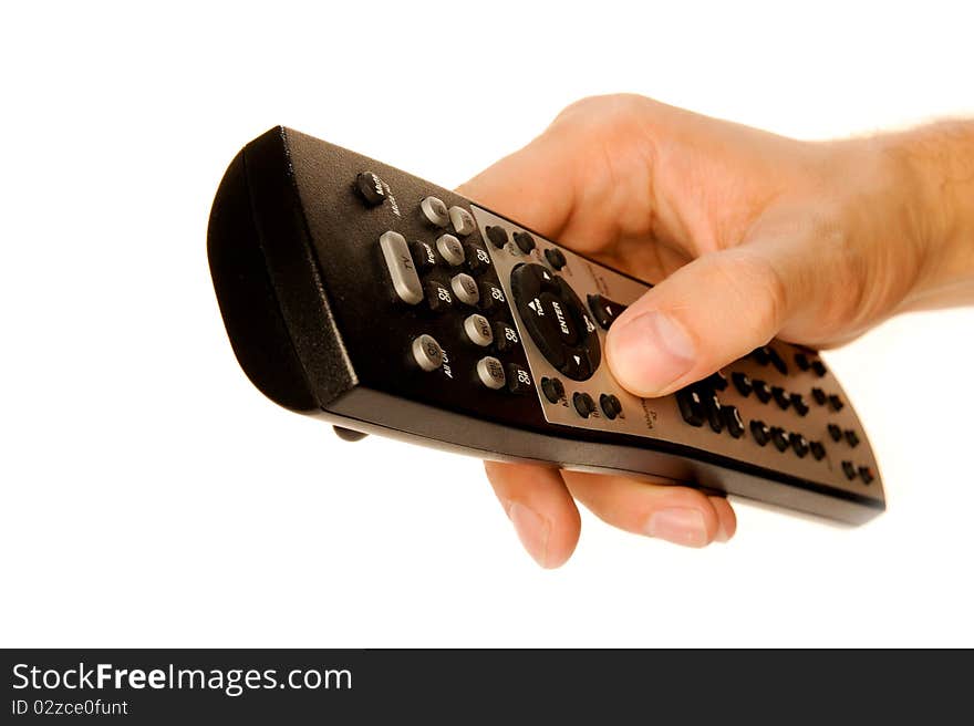 Human Hand On Remote