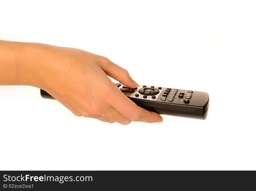 Human Hand On Remote