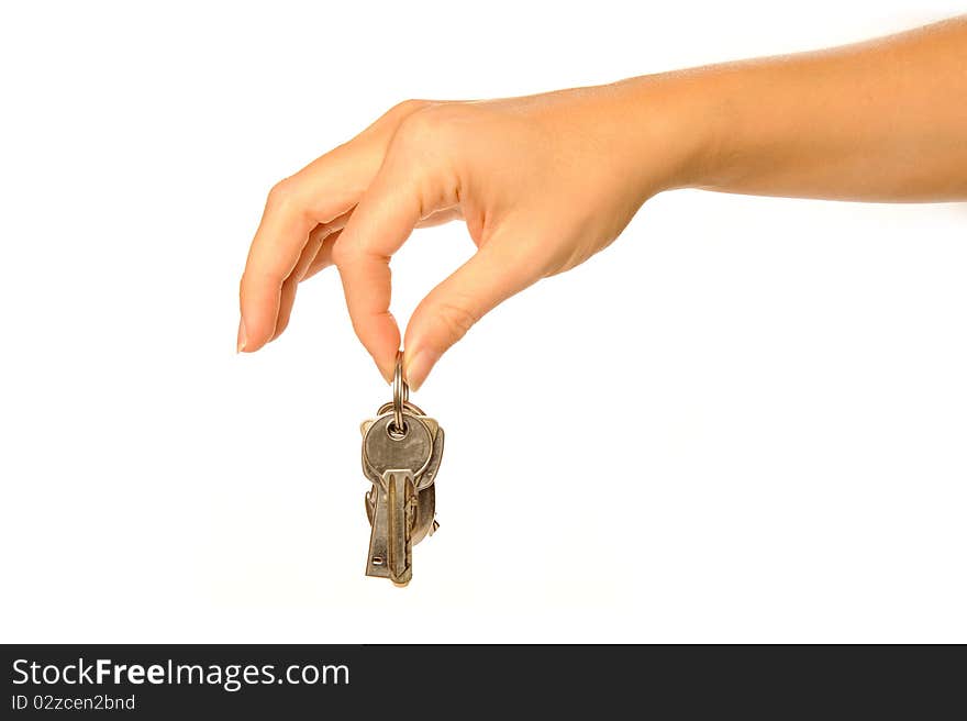 Human hand holding keys in palm