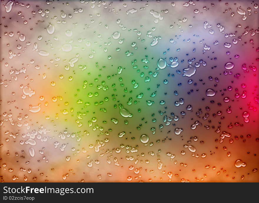 Color background with set of drops. Color background with set of drops