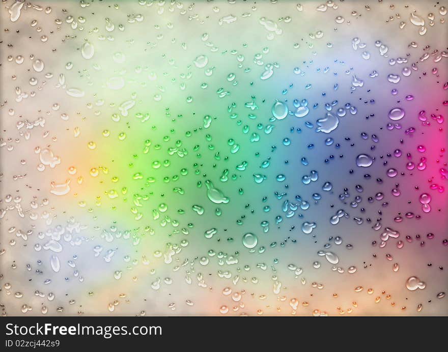 Color background with set of drops. Color background with set of drops