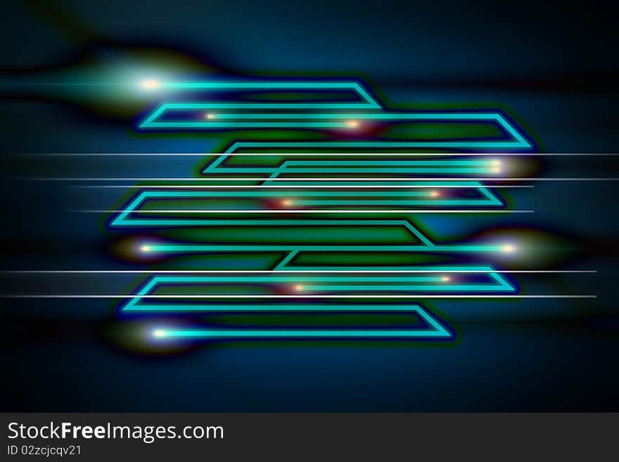 Technology background with shining lines like in contact microshemes or wire frames