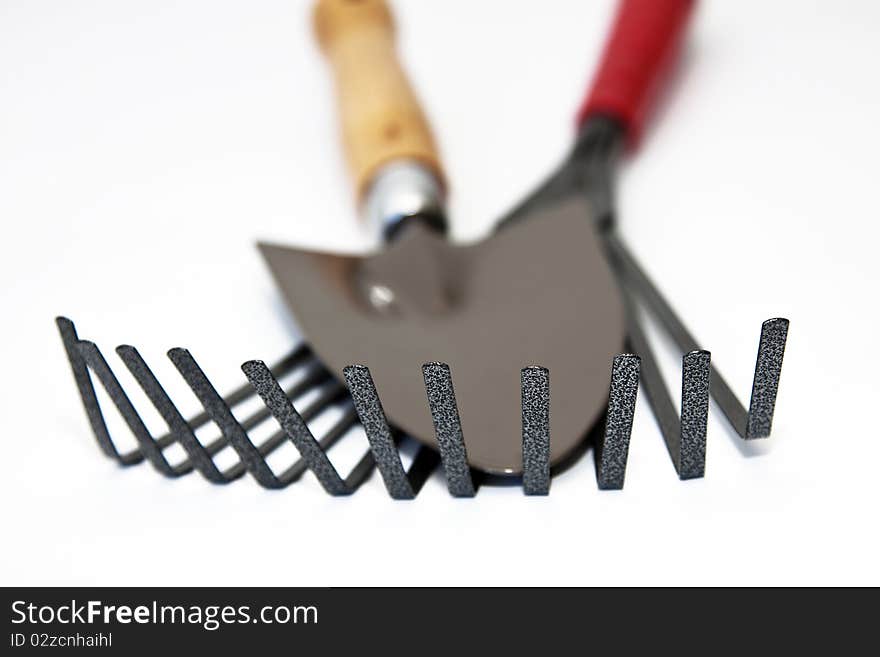 Gardening tools isolated in white