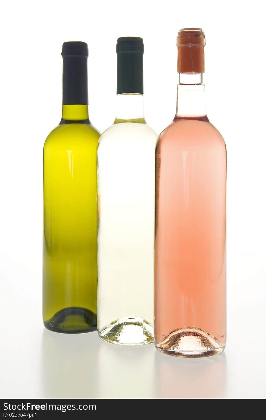 Three wines,on white background. Three wines,on white background.