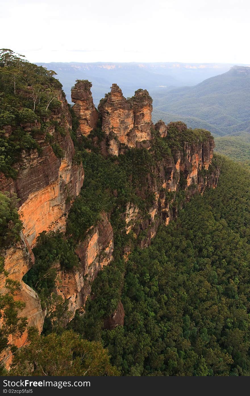 The Three Sisters rock formation in the Blue Mountains, New South Wales, Australia