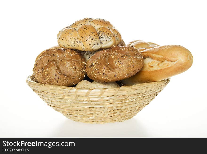 Bread in scuttle on white background. Bread in scuttle on white background.