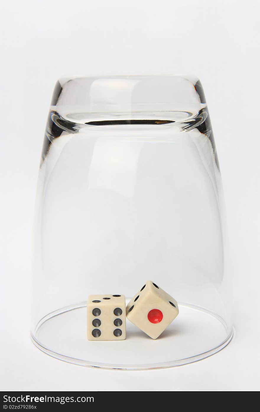 Dice In Glass Upside Down