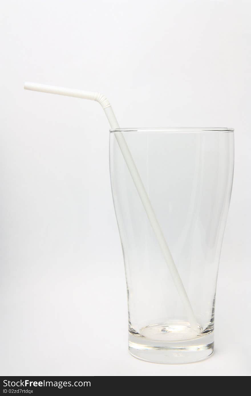 Clear empty glass & straw for beverage or etc. Clear empty glass & straw for beverage or etc