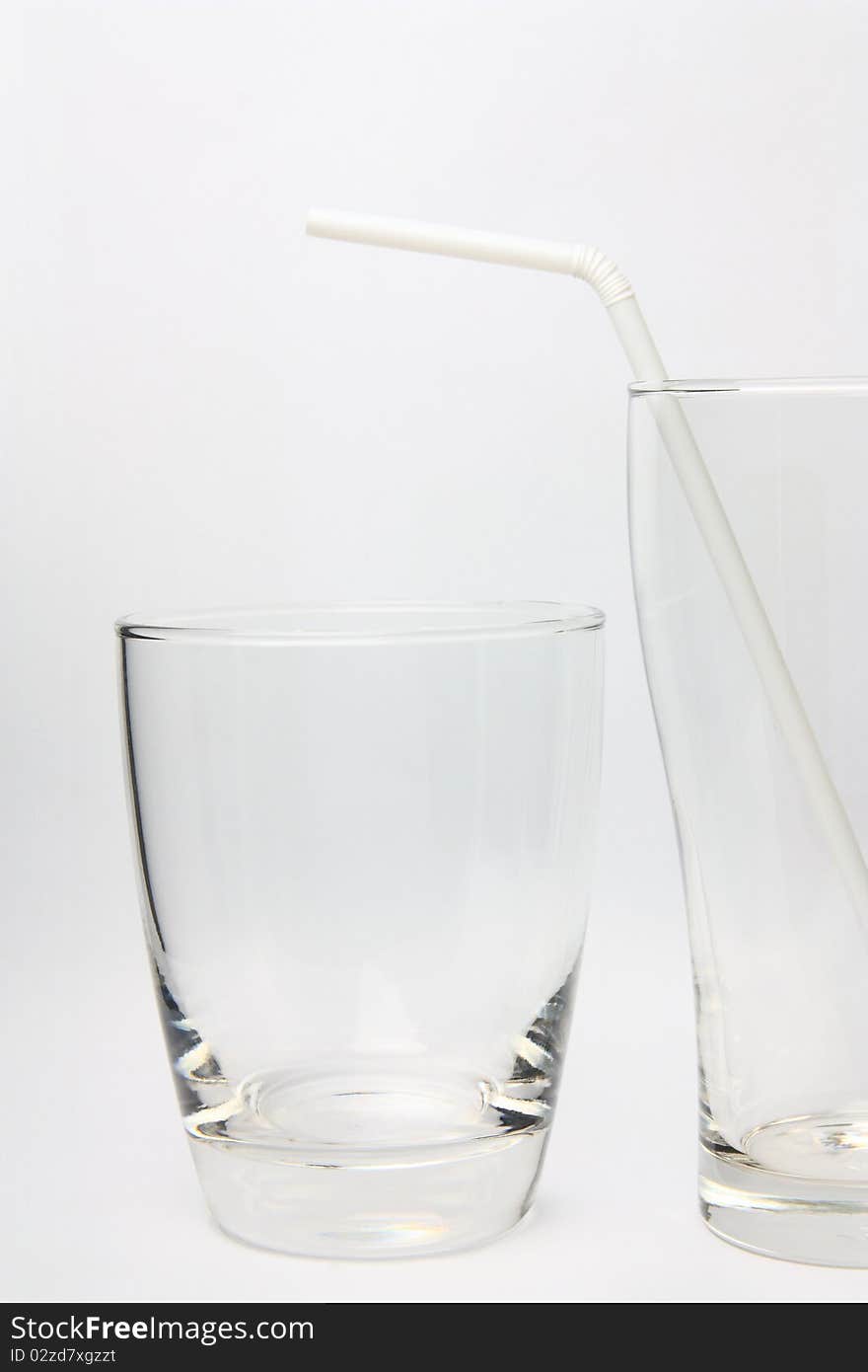 Clear empty glass & straw for beverage or etc. Clear empty glass & straw for beverage or etc