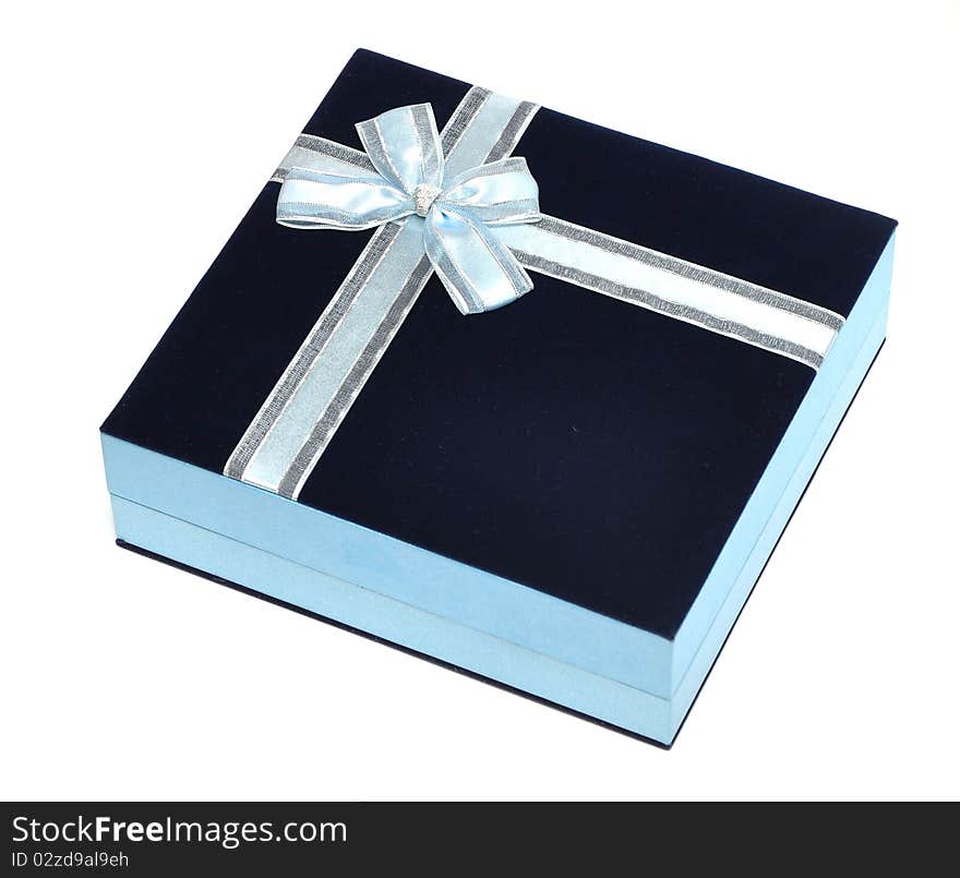 Gift box decorated with ribbon isolated on white background. Gift box decorated with ribbon isolated on white background.