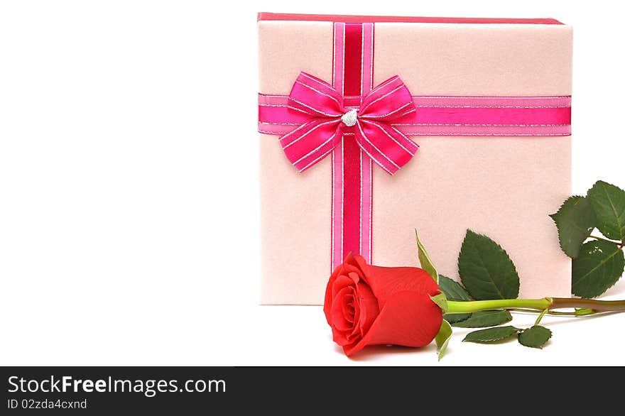 Red rose and gift