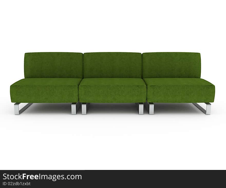 Green sofa. 3D illustration