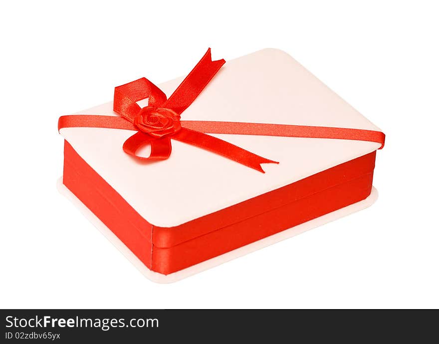 Holiday Gift Box Decorated With Ribbon