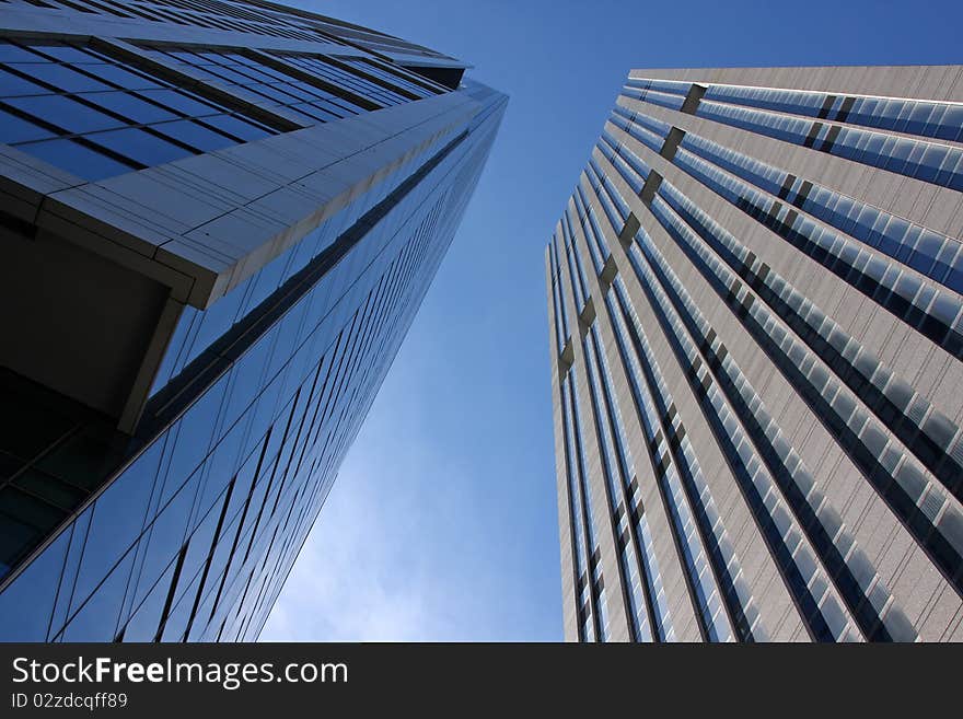 Looking Up At Tall Skyscrapers