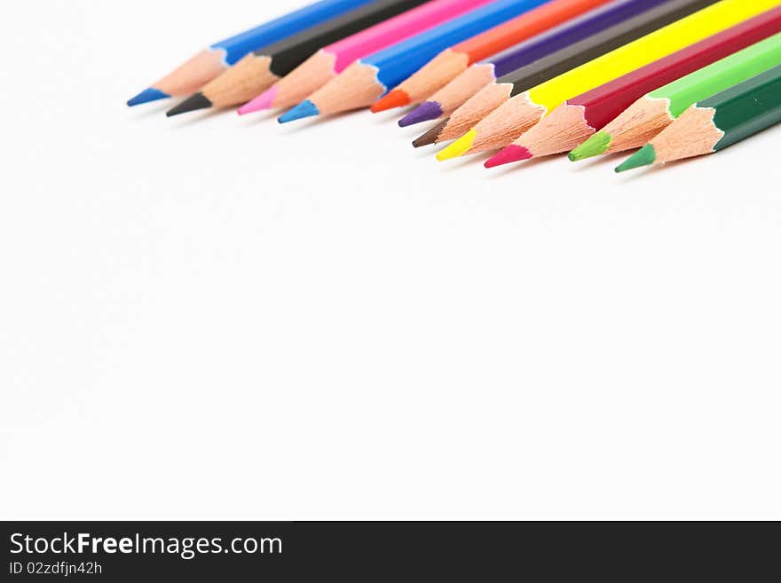 Colorful pencil on white background