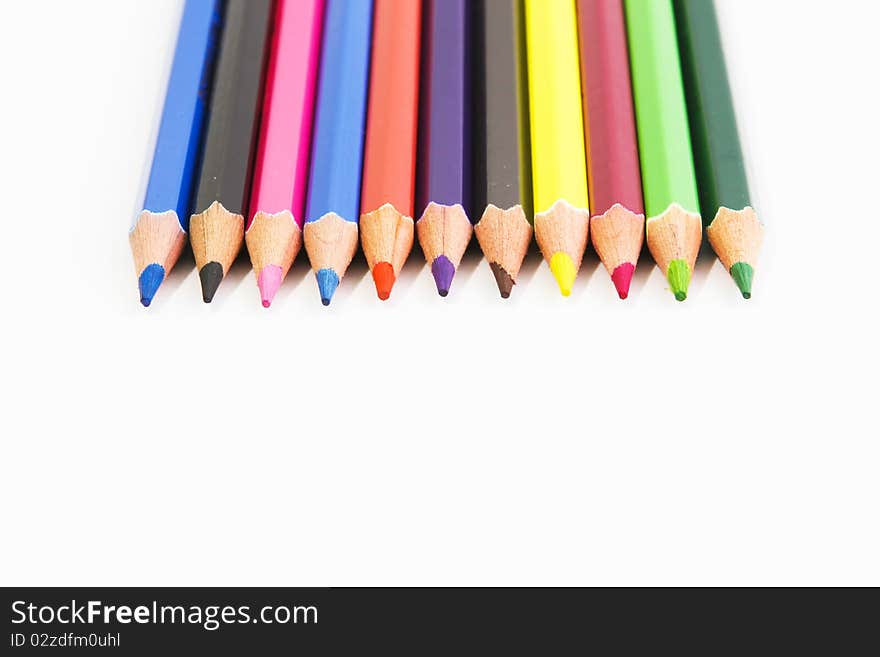 It is Colorful pencil on white background