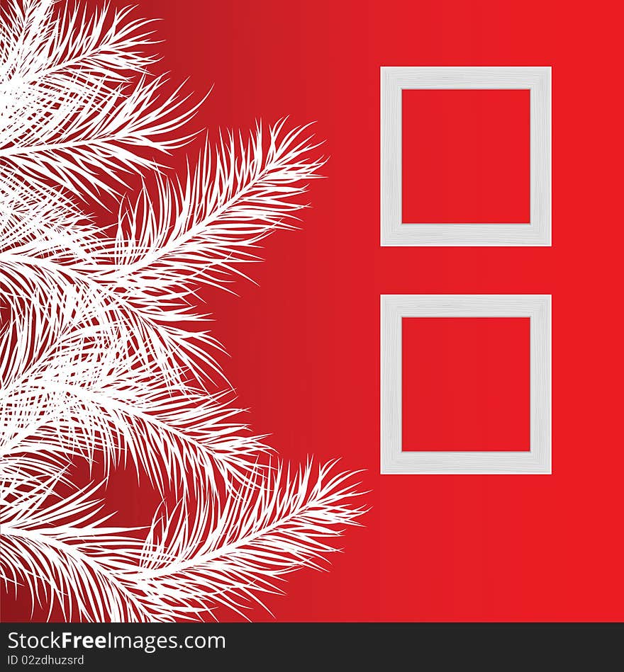 Framework for a photo against with pine branches. Vector illustration