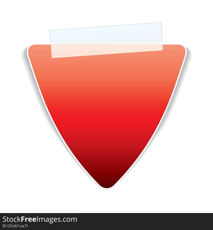 Orange or red triangle paper with sticky tape and shadow. Orange or red triangle paper with sticky tape and shadow