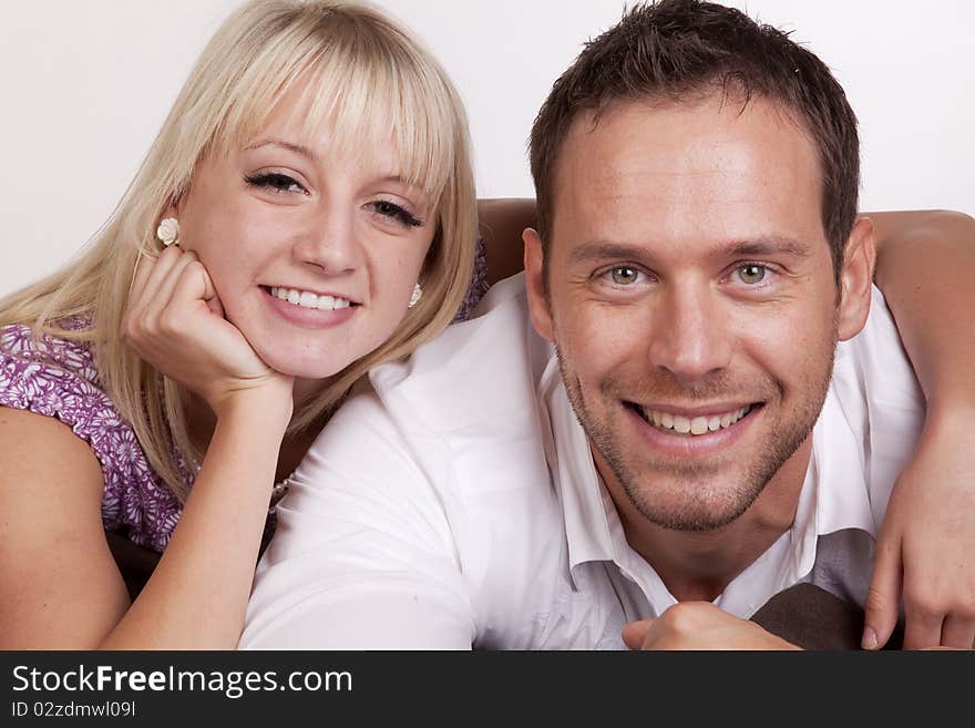 A man and woman showing their love by showing how happy they are together. A man and woman showing their love by showing how happy they are together.