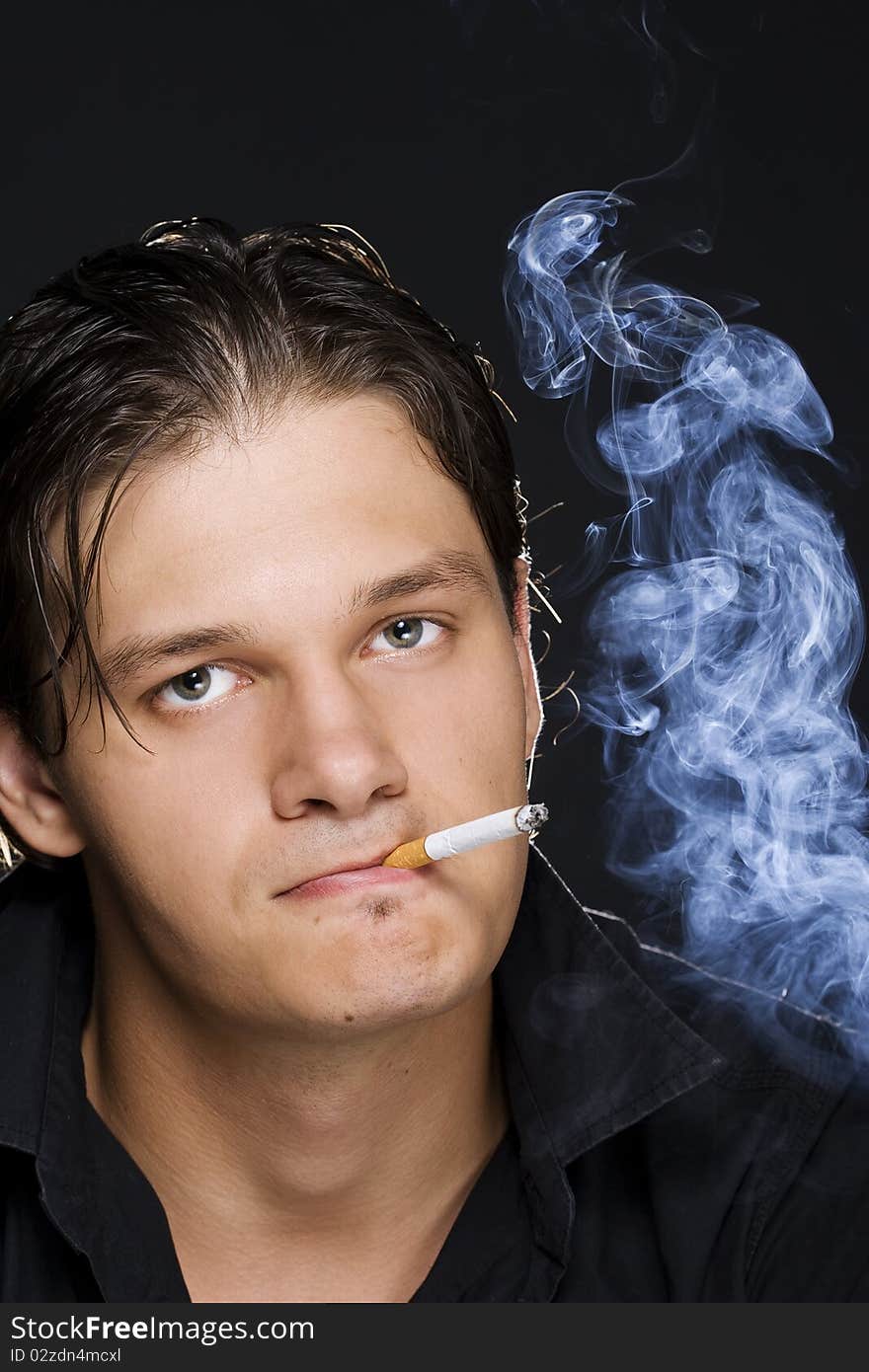 Man smoking a cigarette