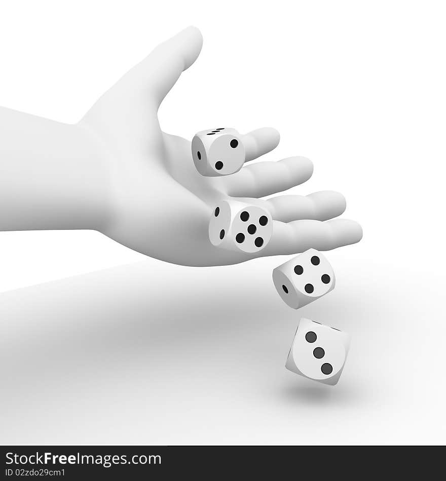 Dice rolling from a hand