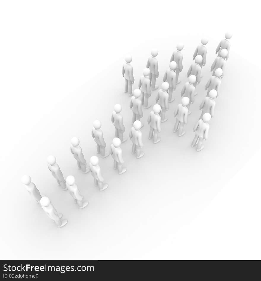 Computer generated image of a human crowd forming an arrow. Computer generated image of a human crowd forming an arrow