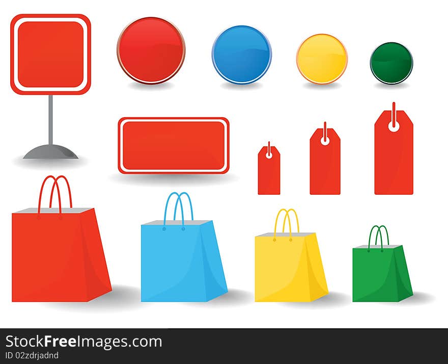 Icons on a theme shop and sales. A illustration. Icons on a theme shop and sales. A illustration