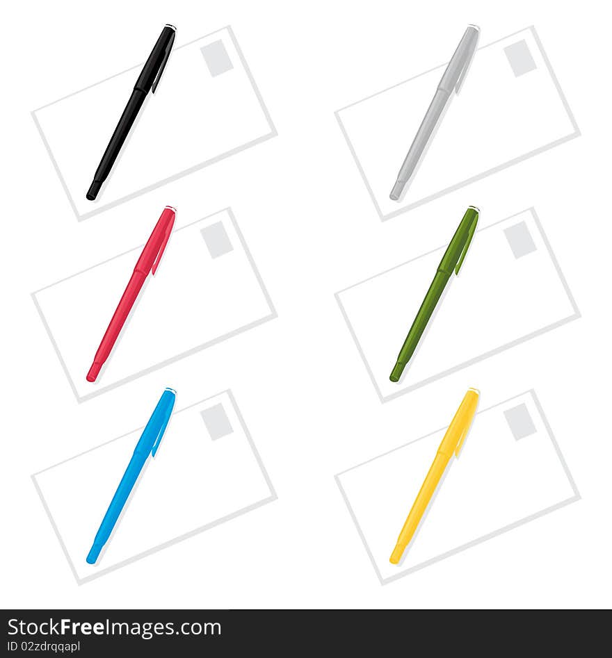 The handle and envelope of different colours. A  illustration. The handle and envelope of different colours. A  illustration