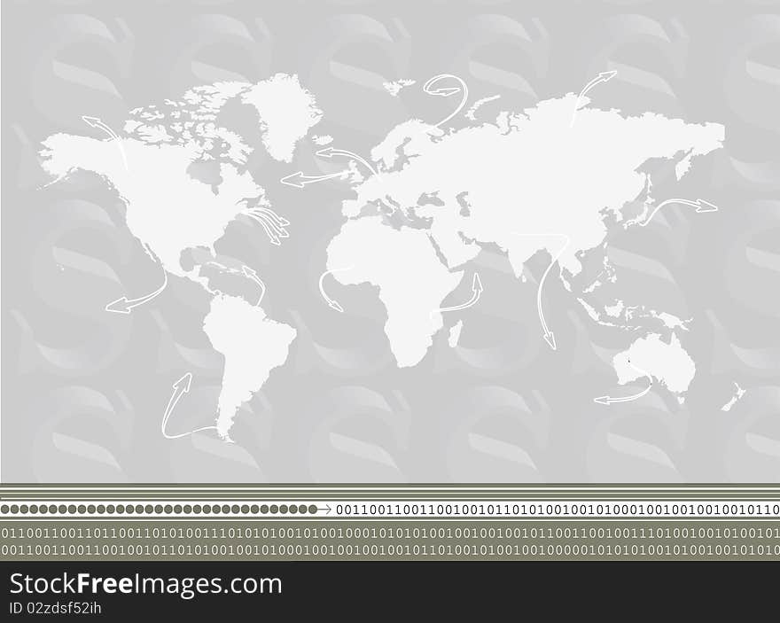 Abstract background with world map and arrows. Abstract background with world map and arrows