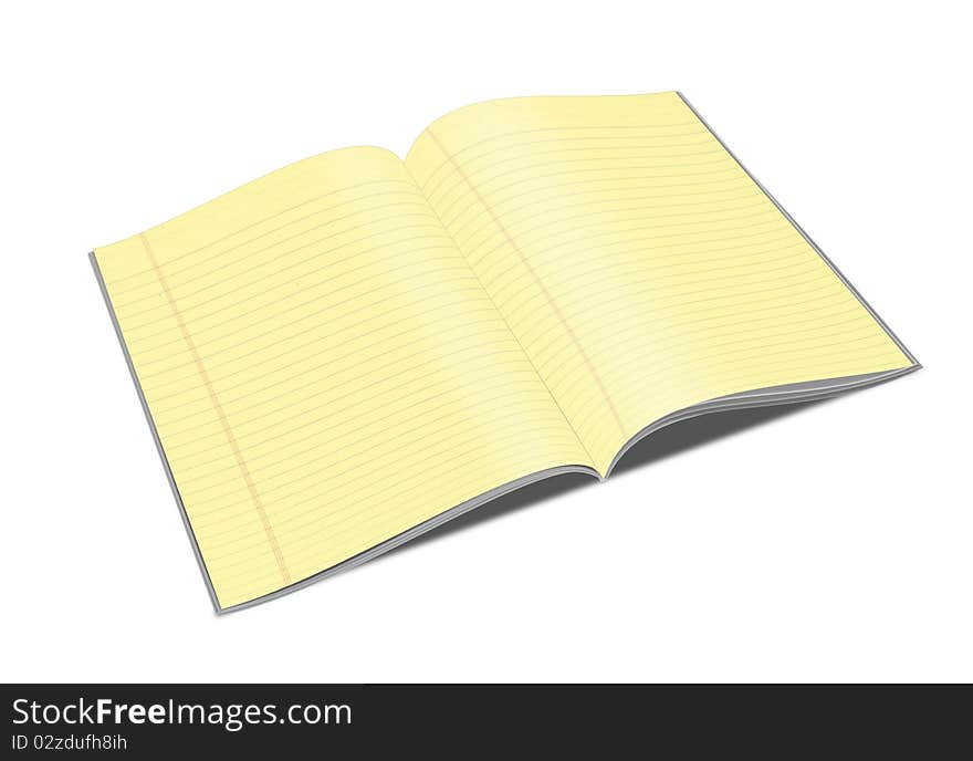 3d Illustration of a notebook with yellow leaves