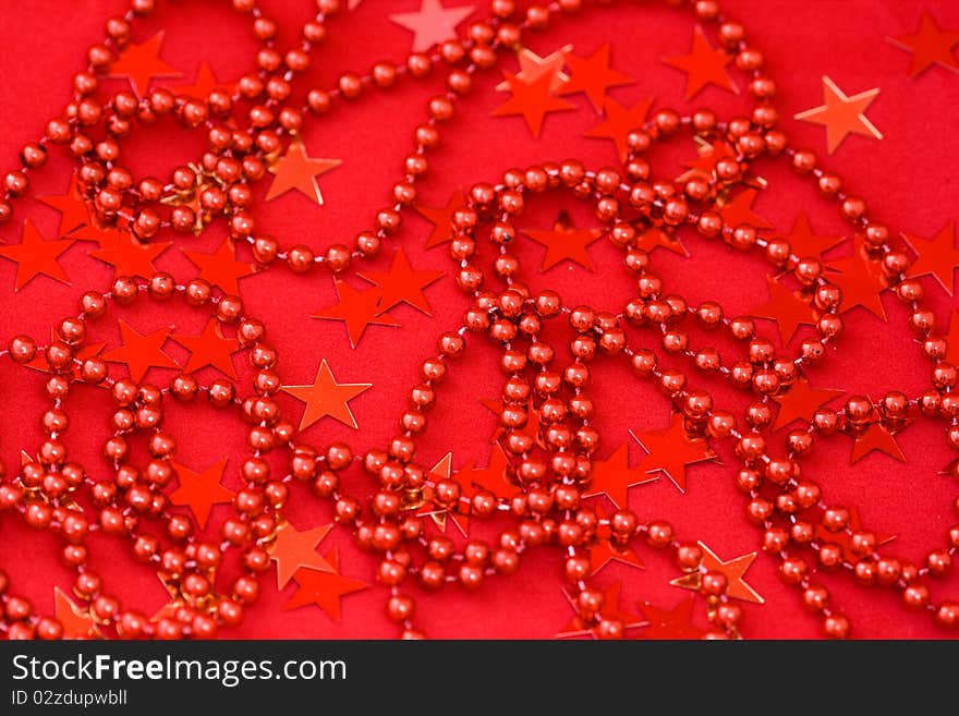 Closeup of christmas decoration on red background. Closeup of christmas decoration on red background