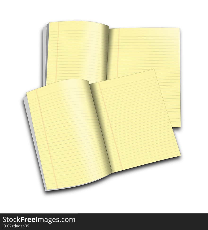 3d Illustration of a notebook with yellow leaves