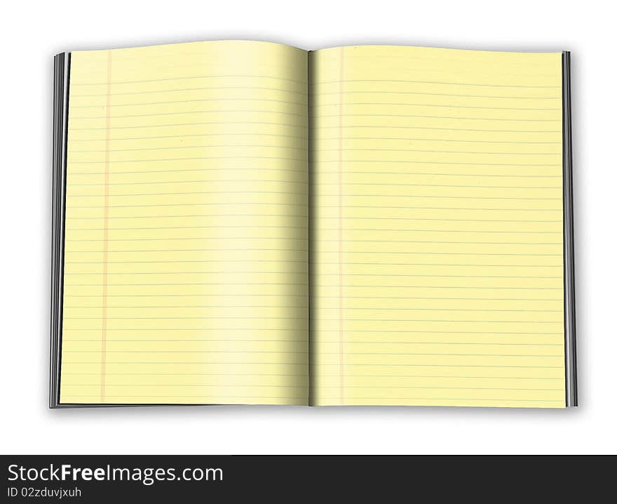 3d Illustration of a notebook with yellow leaves