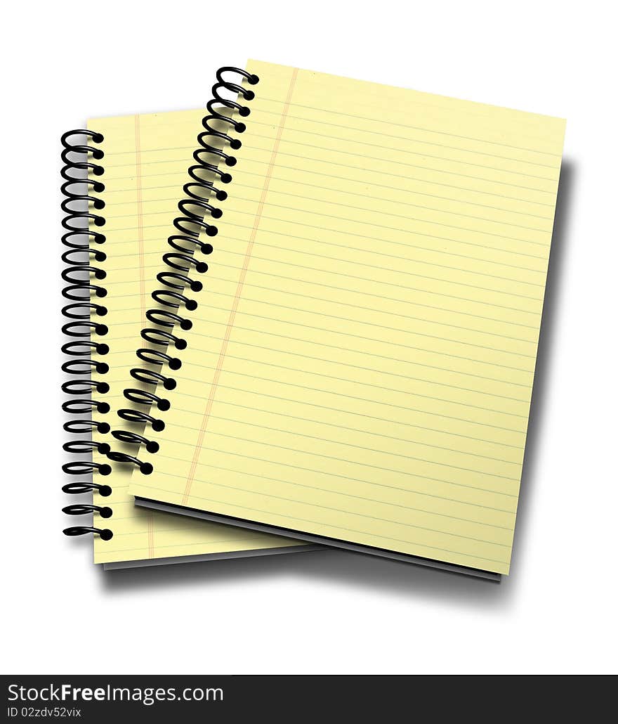 3d Illustration of a notebook with yellow leaves