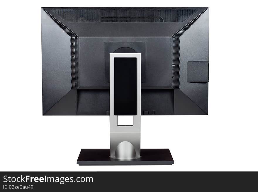 Monitor computer, isolated white, rear view, clipping path. Monitor computer, isolated white, rear view, clipping path.