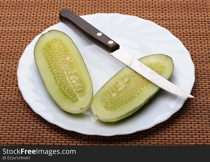 Cucumbers and knife