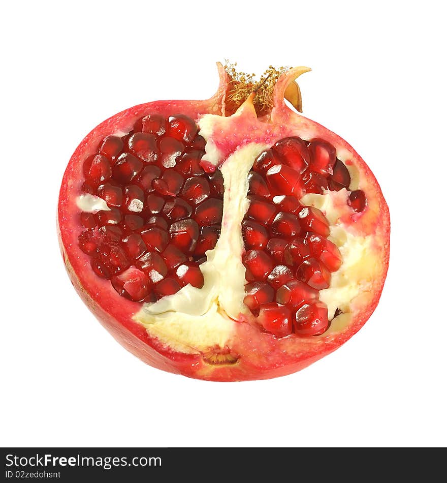 Half of pomegranate, isolated on white background.