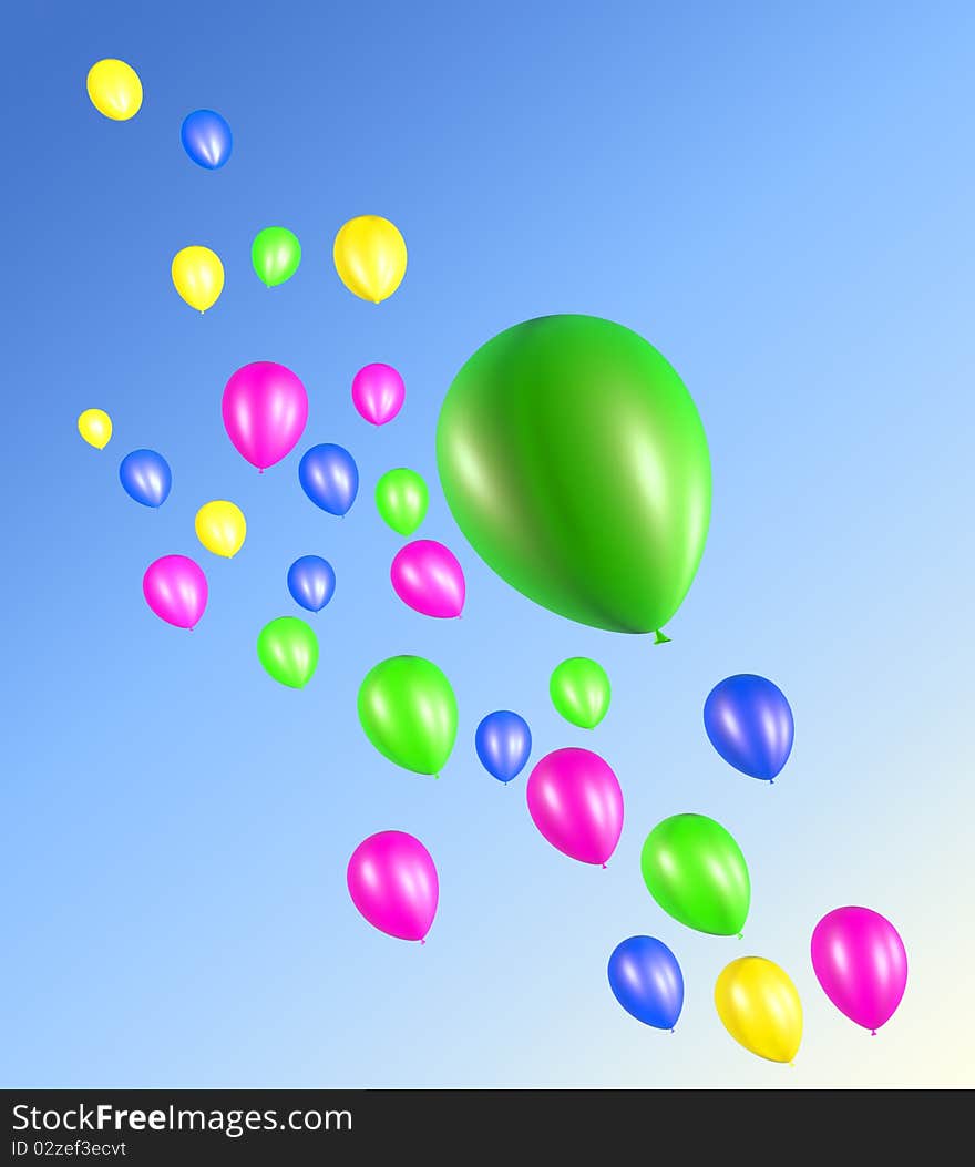 Inflatable colored balloon