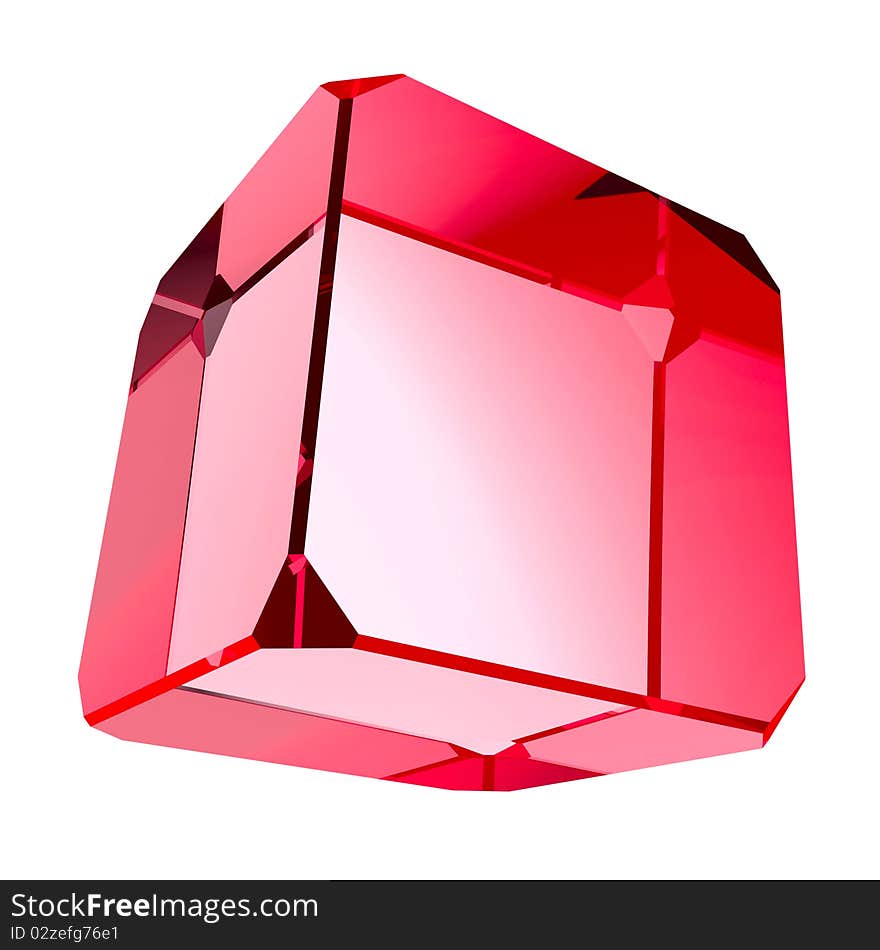 Red crystal - isolated on white background