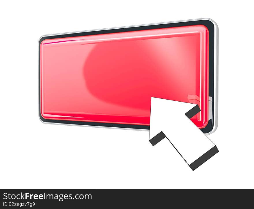 3d rendering button and arrow. 3d rendering button and arrow