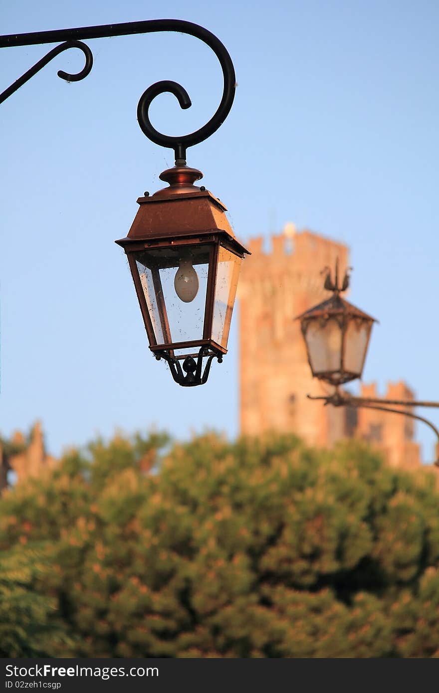 View of the Castle in Valeggio sul Mincio from Borghetto. View of the Castle in Valeggio sul Mincio from Borghetto